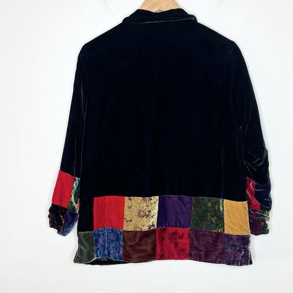 Patchwork Velvet Blazer Jacket Womens Size M Y2K Boho Colorful Artsy Whimsigoth - Picture 9 of 9